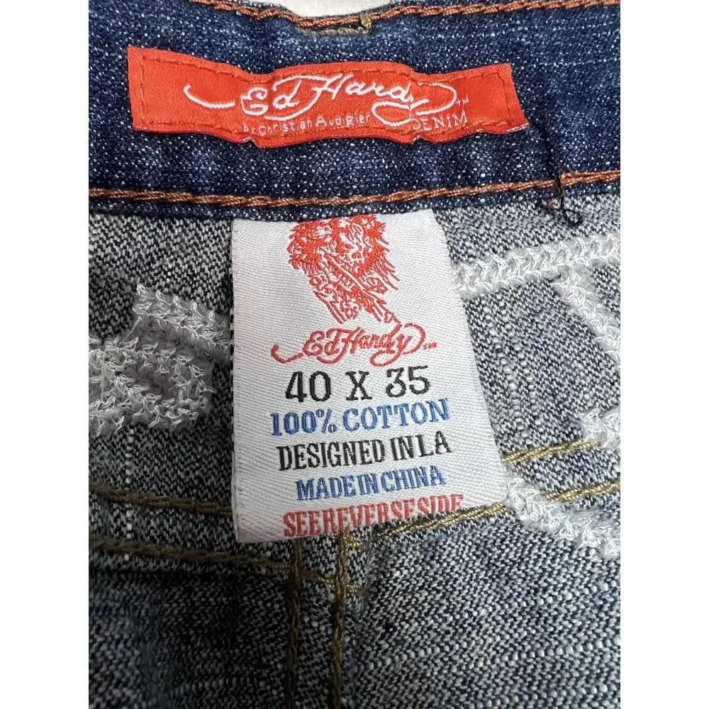 Ed Hardy Men's Jeans 2008 DEATH BEFORE DISHONOR Christian Audigier Size 40 x 35